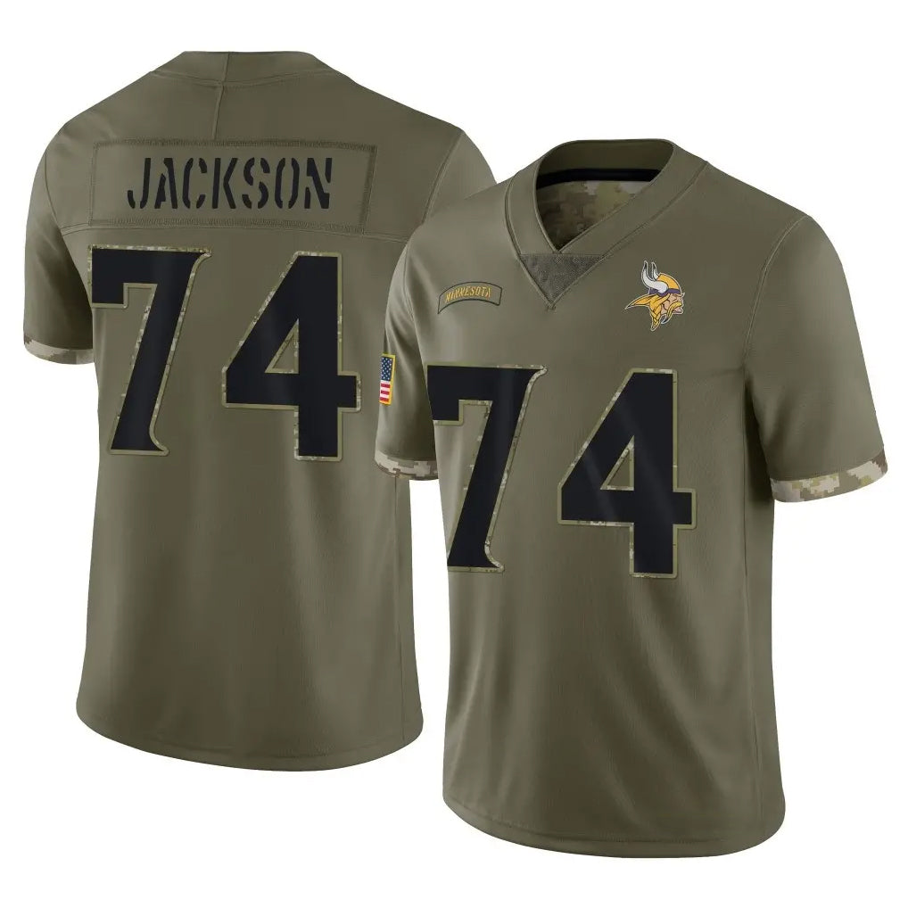 MN.Vikings #74 Donovan Jackson Player Olive Salute To Service Limited Cooneas Stitched Jerseys