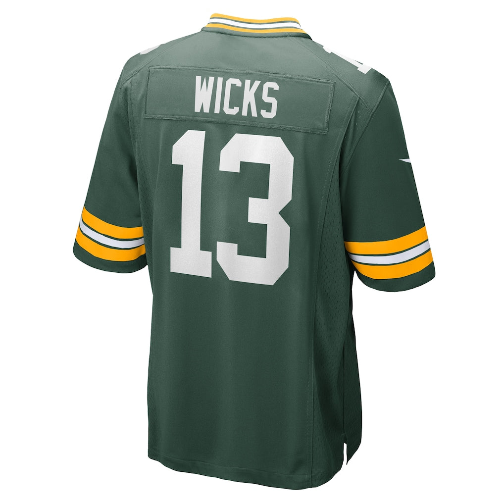 Cooneas GB.Packers #13 Dontayvion Wicks Green Game Jersey