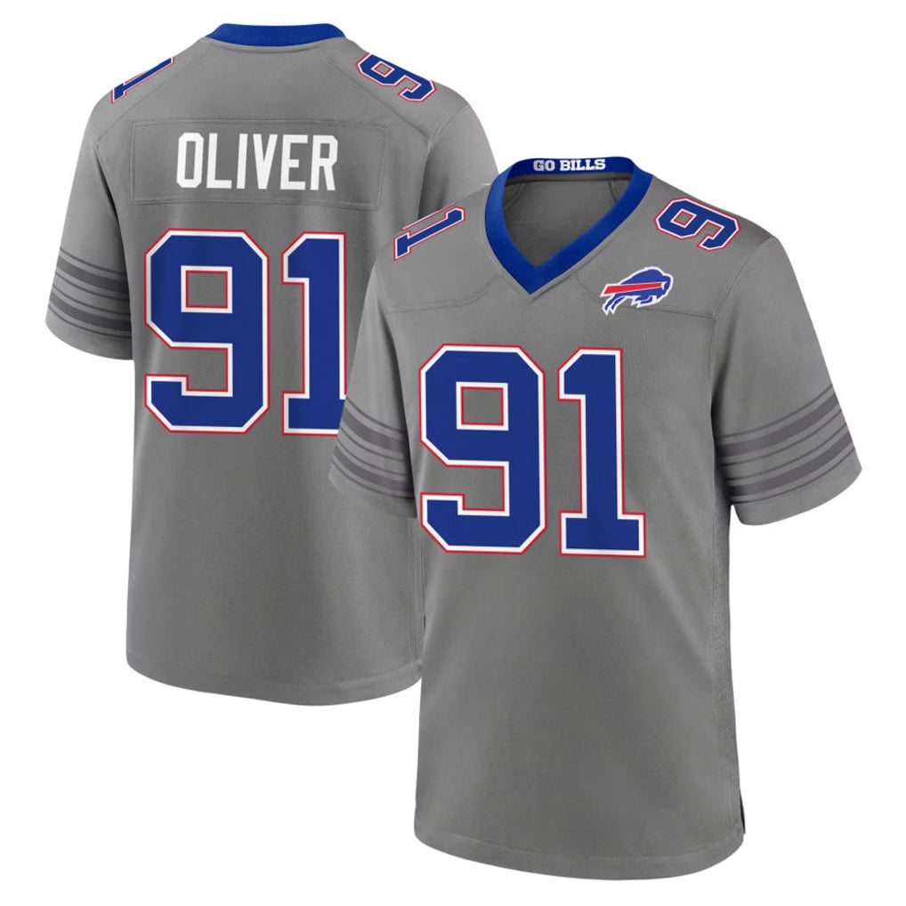 B.Bills #91 Ed Oliver Player Gray Nickel City Home Game Cooneas Stitched Jerseys