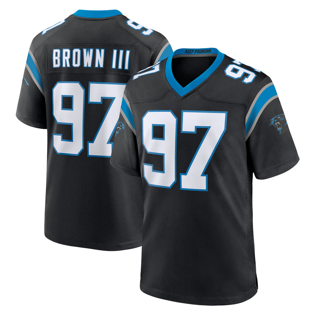 C.Panthers #97 Bobby Brown III Player Black Limited Home Game Cooneas Stitched Jerseys