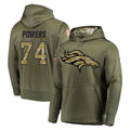 D.Broncos #74 Ben Powers Player Olive Salute to Service Pullover Hoodies Home Game Cooneas Stitched Jerseys