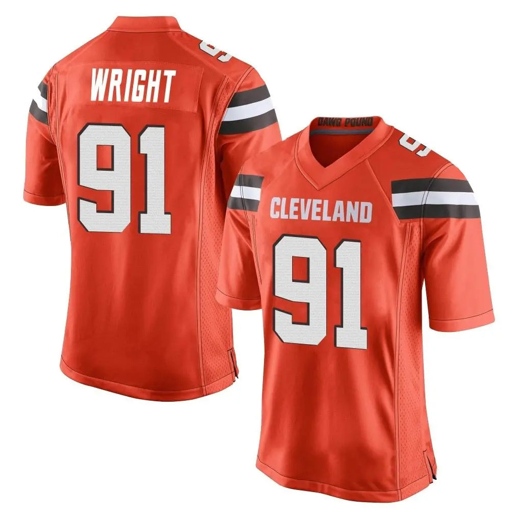 C.Browns #91 Alex Wright Player Orange Home Game Cooneas Stitched Jerseys