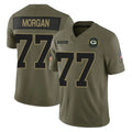 GB.Packers #77 Jordan Morgan Player Olive 2025 Salute To Service Limited Home Game Cooneas Stitched Jerseys