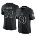 B.Ravens #98 Travis Jones Player Black REFLECTIVE Limited Cooneas Stitched Jerseys
