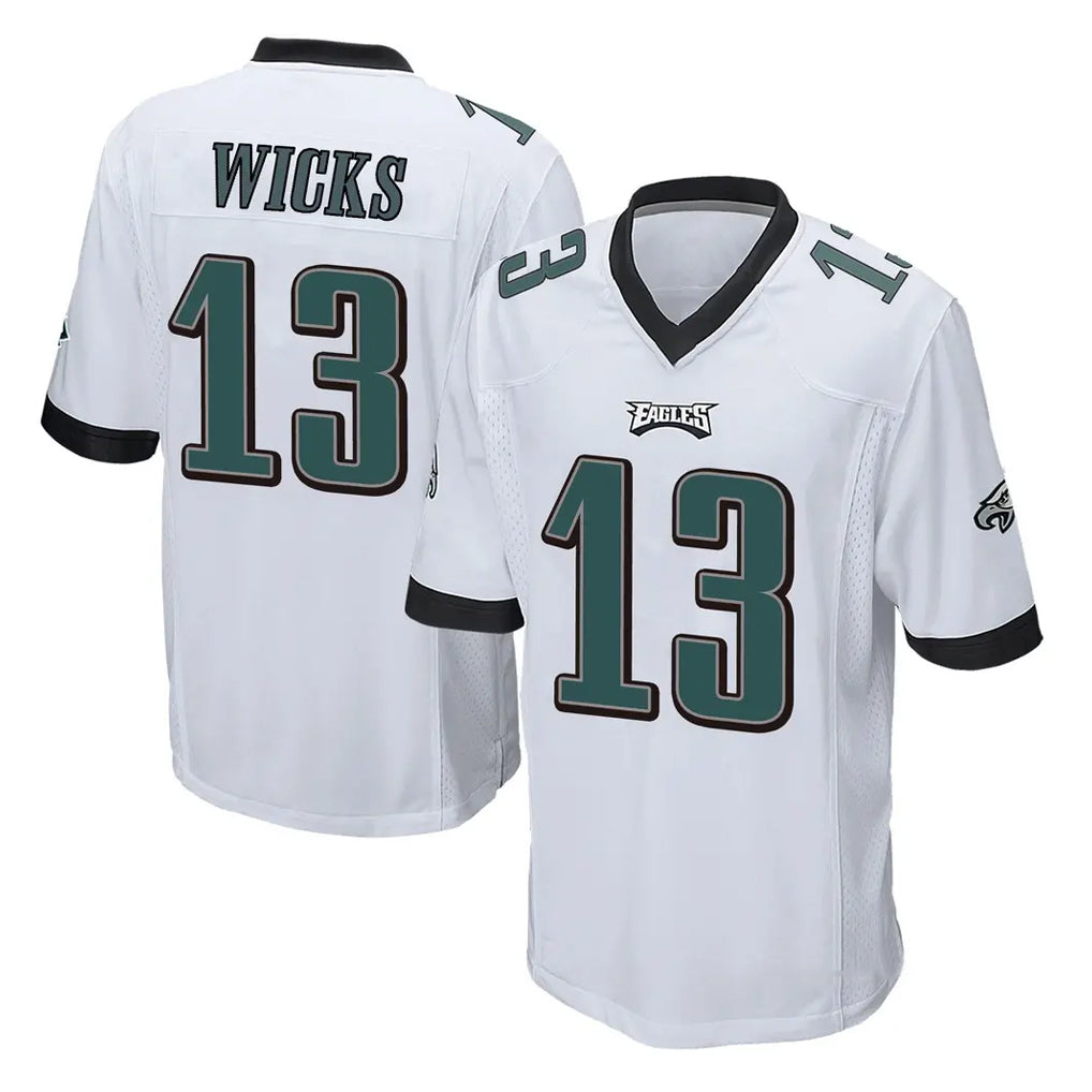 P.Eagles #13 Dontayvion Wicks Player White Home Game Cooneas Stitched Jerseys