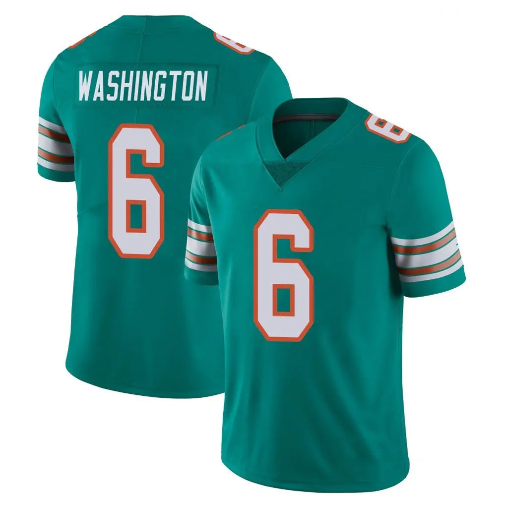 M.Dolphins #6 Malik Washington Player Aqua Limited Alternate Vapor Untouchable Home Game Cooneas Stitched Jerseys