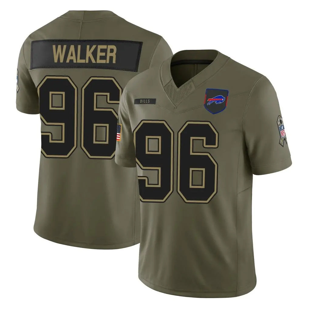 B.Bills #96 Deone Walker Player Olive Salute To Service Limited Game Cooneas Stitched Jerseys