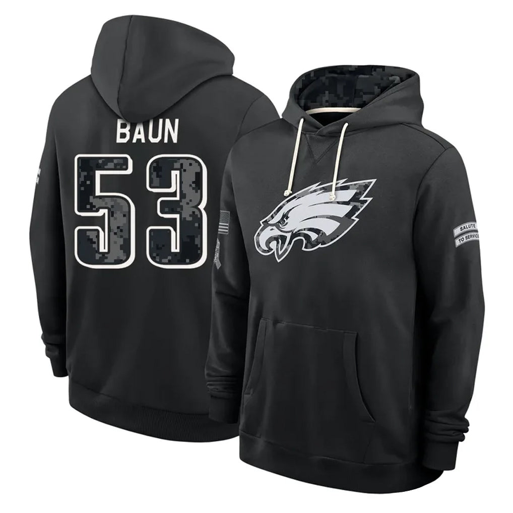 P.Eagles #53 Zack Baun Player 2026 Black Logo Pullover Hoodies Limited Game Cooneas Stitched Jerseys