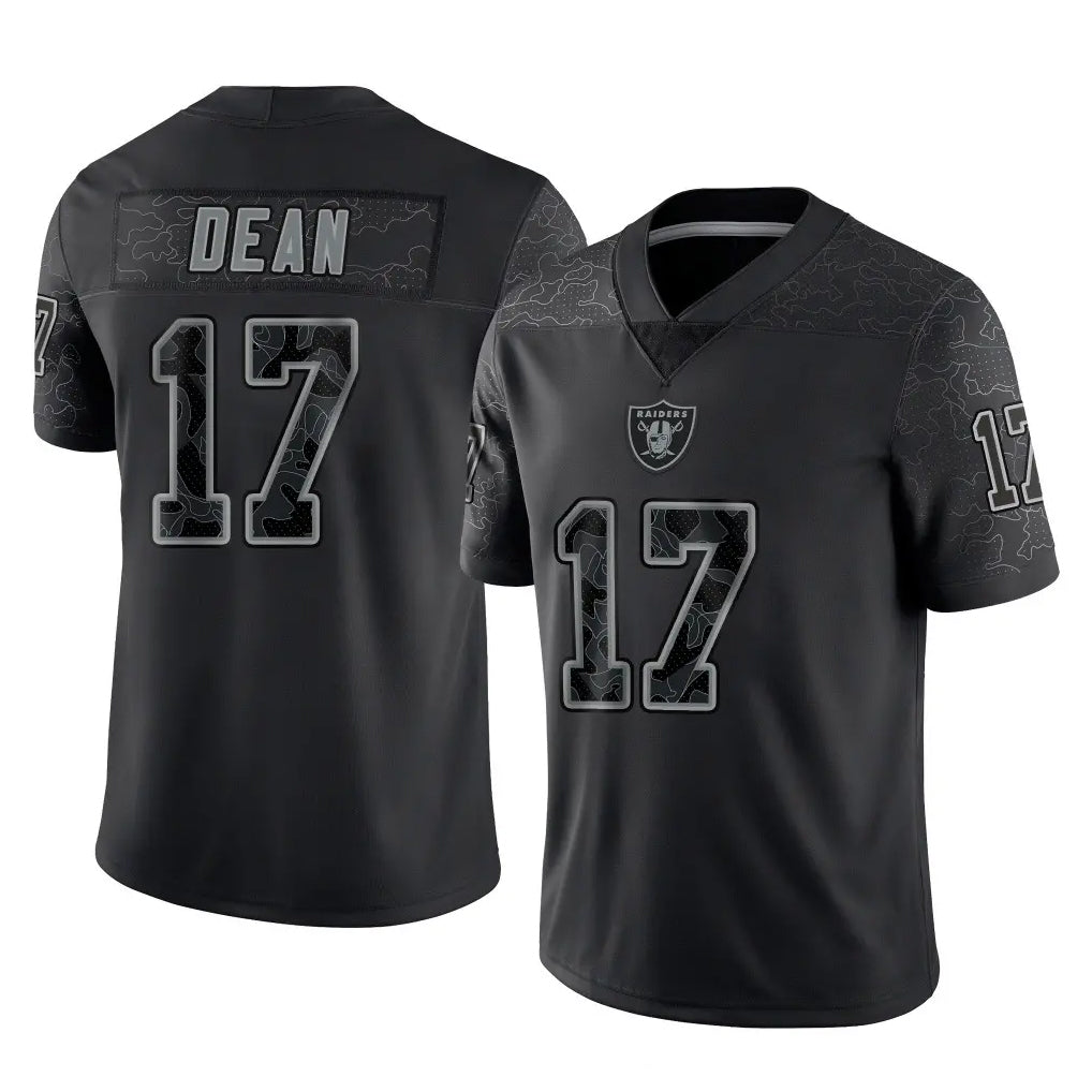 LV.Raiders #17 Nakobe Dean Player Black Reflective Limited Game Stitched Jerseys