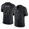 LV.Raiders #17 Nakobe Dean Player Black Reflective Limited Game Stitched Jerseys