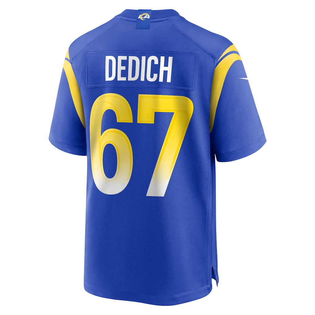 Cooneas LA.Rams #67 Justin Dedich Royal Game Jersey