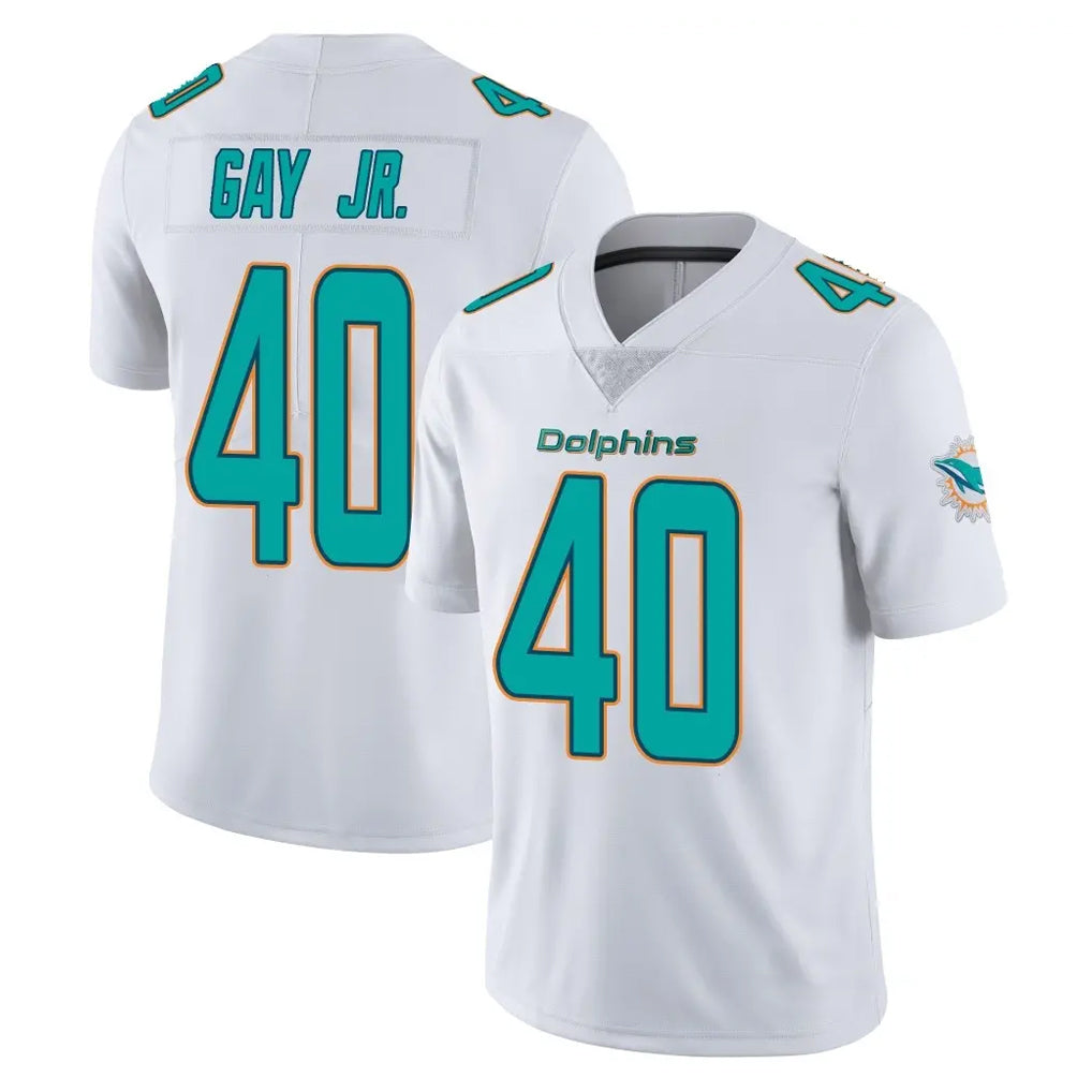 M.Dolphins #40 Willie Gay Jr. Player White Limited Vapor Untouchable Home Game Cooneas Stitched Jerseys