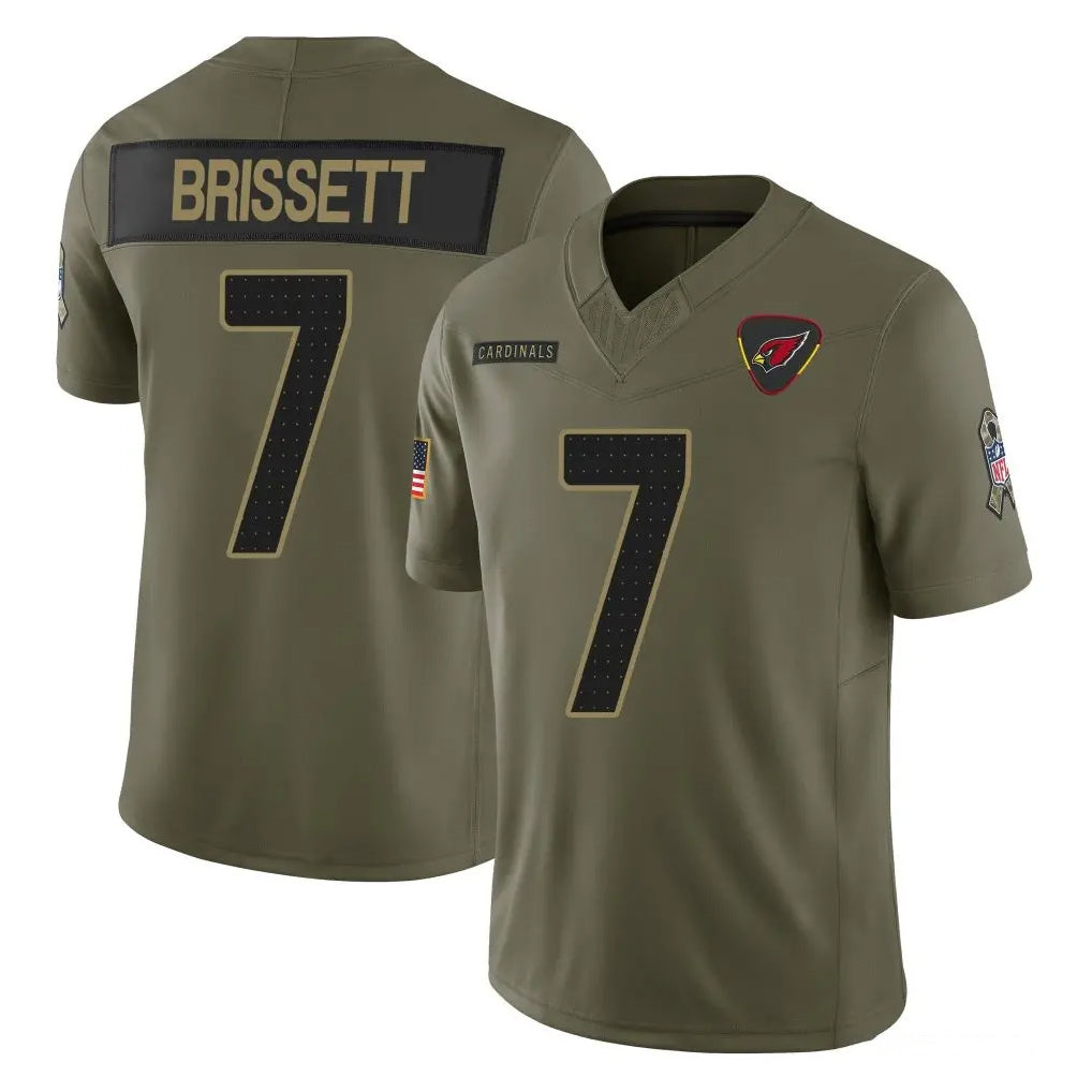 A.Cardinals #7 Jacoby Brissett Player Olive 2025 Salute To Service Limited Home Game Cooneas Stitched Jerseys