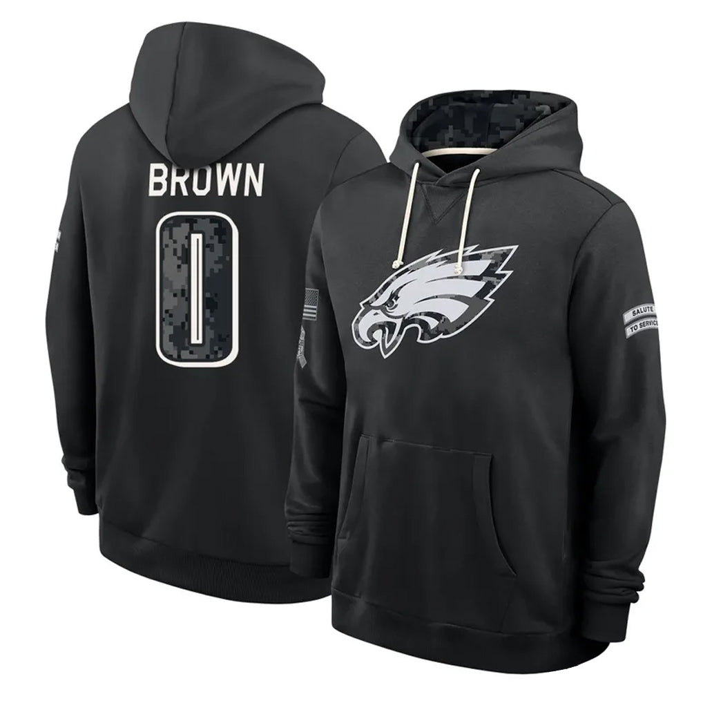 P.Eagles #0 Hollywood Brown Player 2026 Black Logo Pullover Hoodies Limited Game Cooneas Stitched Jerseys