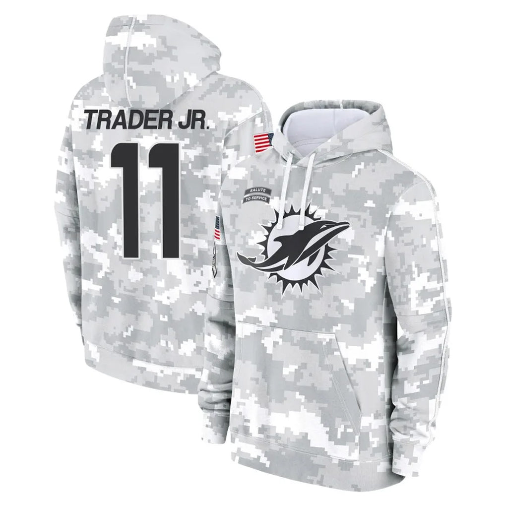 M.Dolphins #11 Dante Trader Jr. Player Arctic Camo Salute to Service Hoodies Limited Game Cooneas Stitched Jerseys
