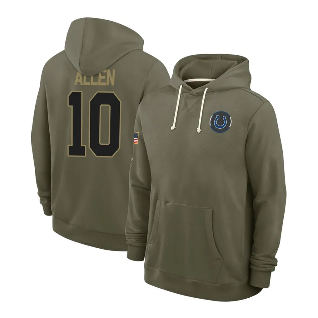 IN.Colts #10 Keenan Allen Player Olive Limited 2025 Salute To Service Hoodies Game Cooneas Stitched Jerseys
