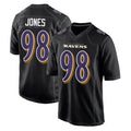 B.Ravens #98 Travis Jones Player Black Carbon Fashion Home Game Cooneas Stitched Jerseys