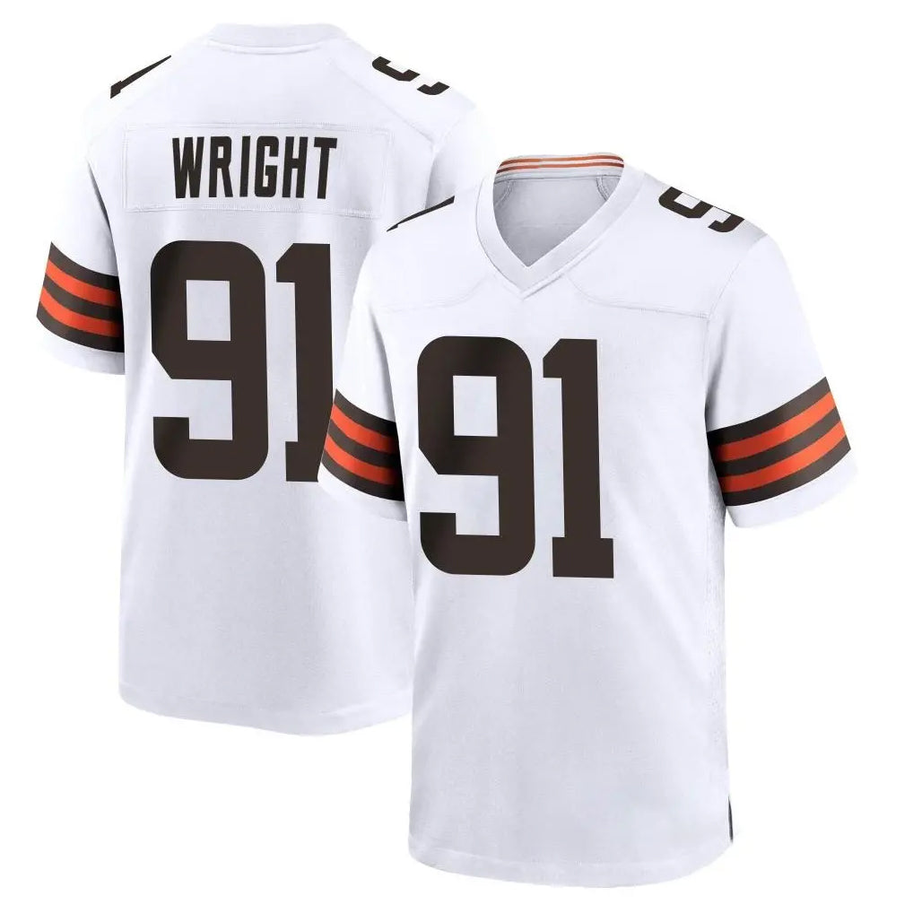 C.Browns #91 Alex Wright Player White Home Game Cooneas Stitched Jerseys