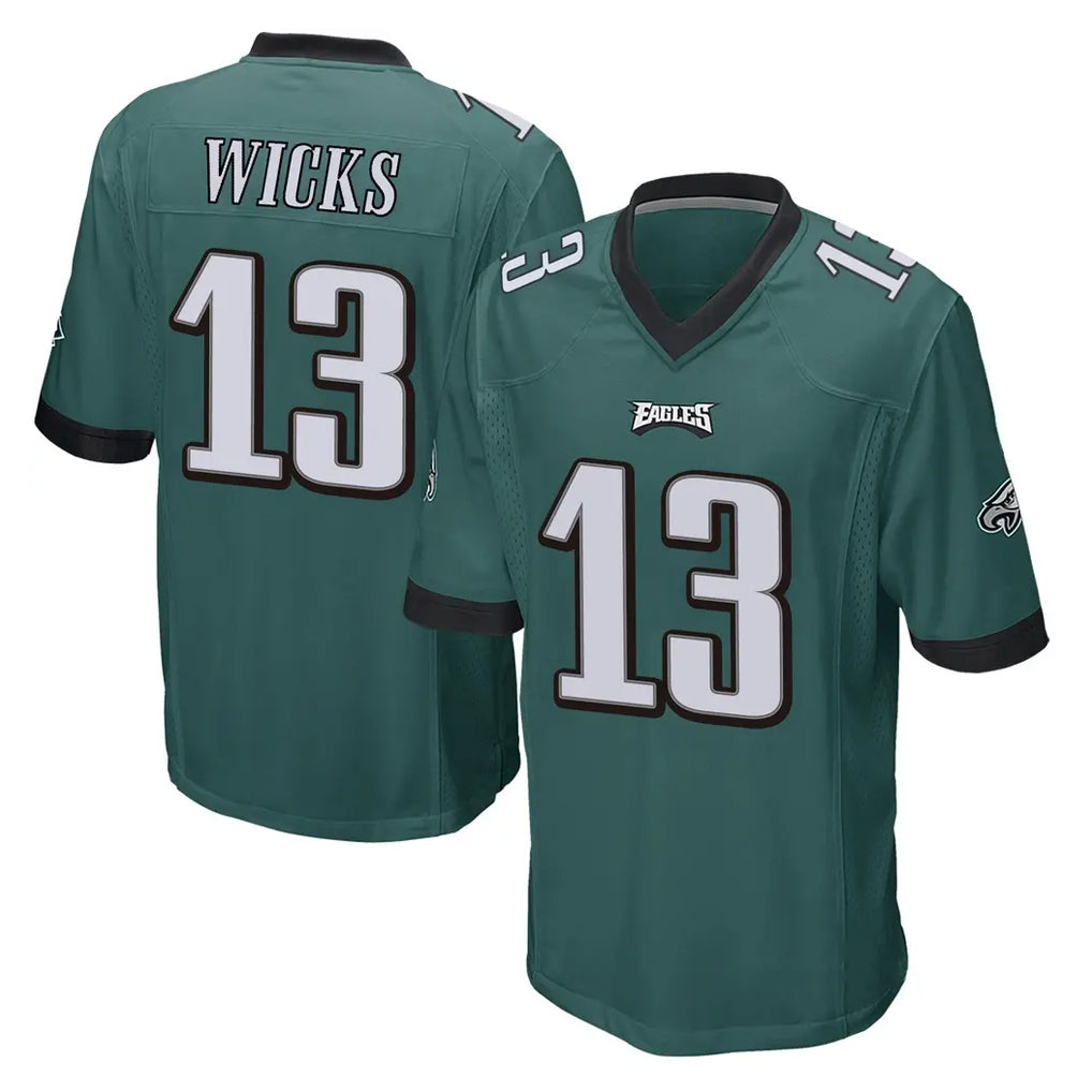 P.Eagles #13 Dontayvion Wicks Player Team Color Green Home Game Cooneas Stitched Jerseys