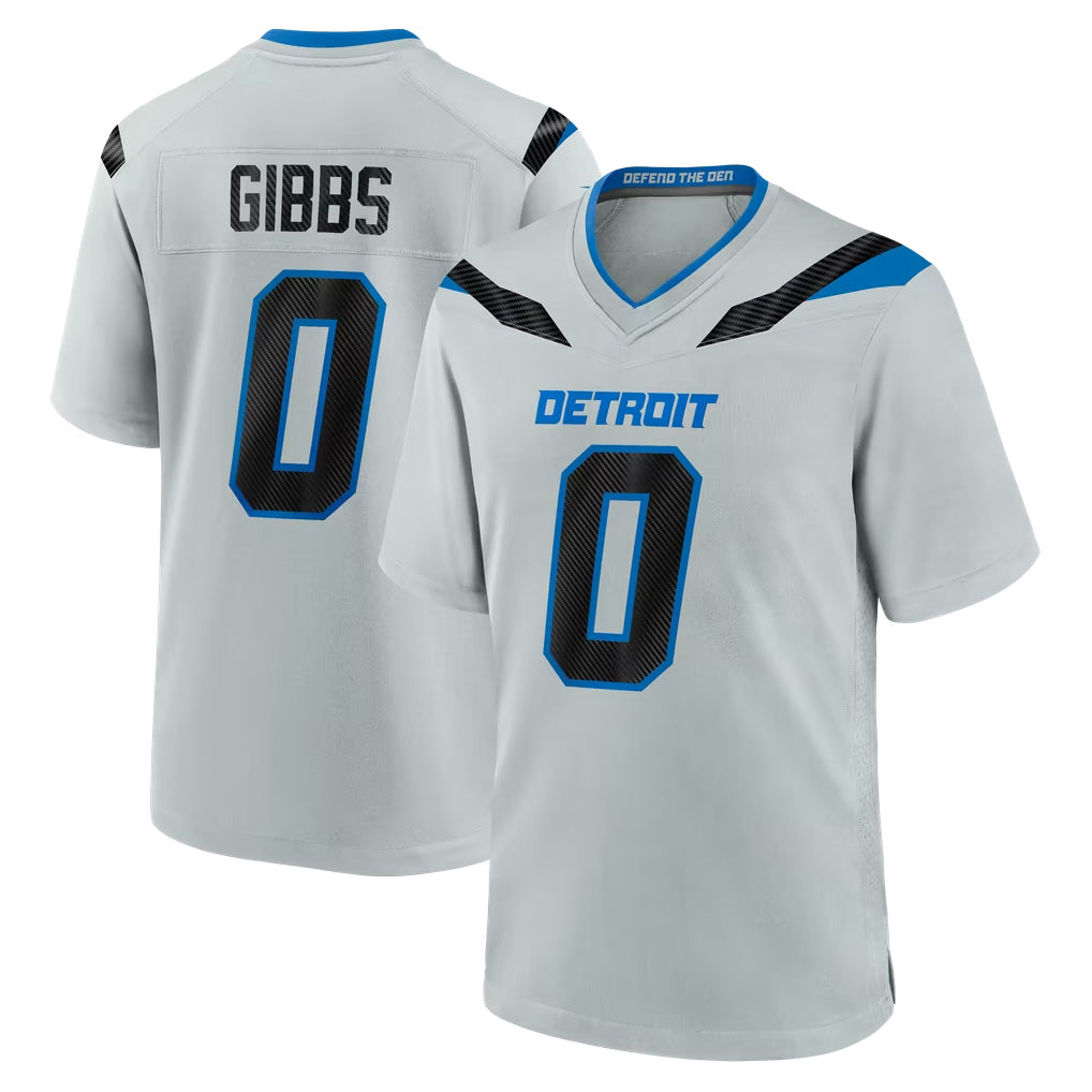 D.Lions #0 Jahmyr Gibbs Player Silver 2026 Rivalries Collection Home Game Cooneas Stitched Jerseys