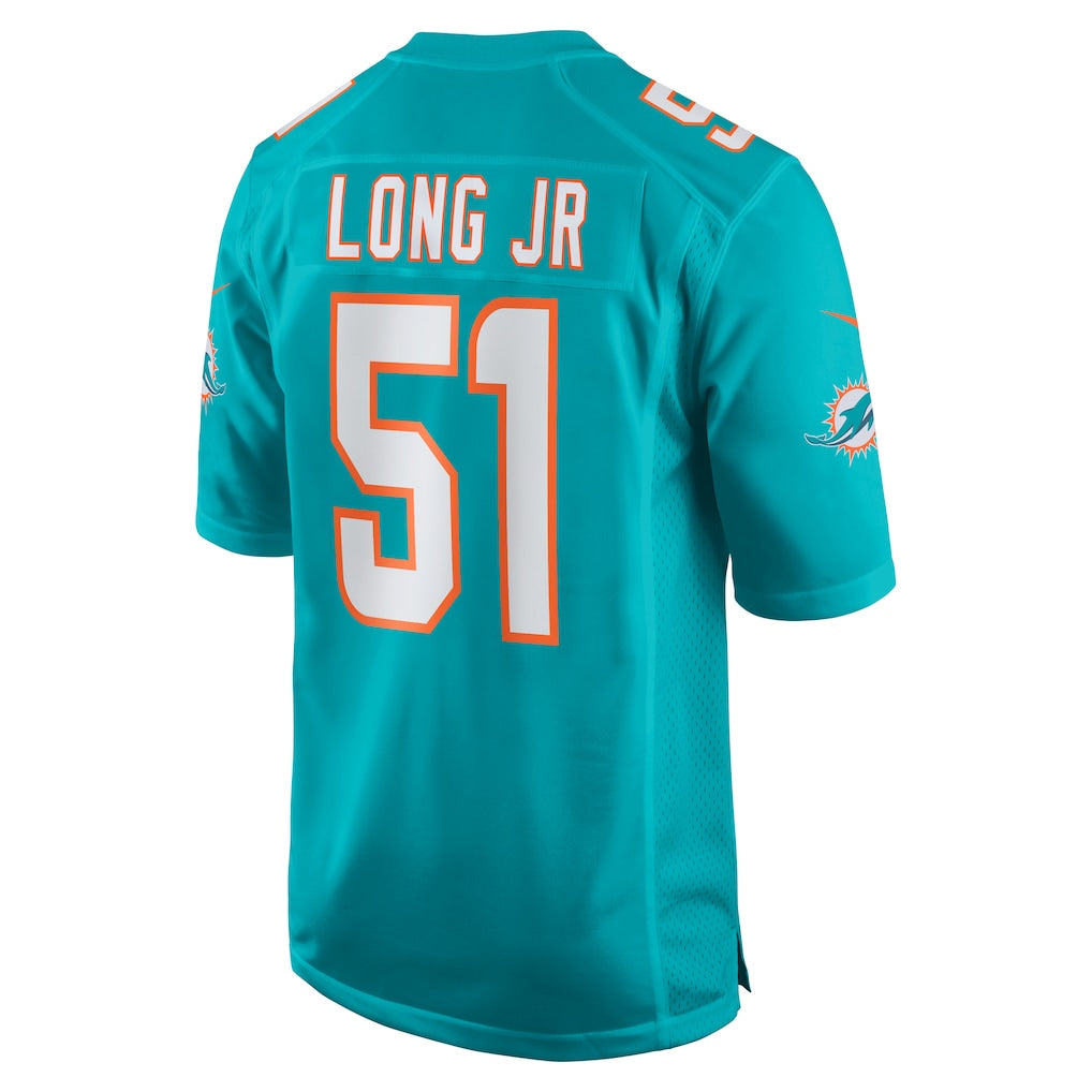 Cooneas M.Dolphins #51 David Long Jr. Aqua Game Jersey