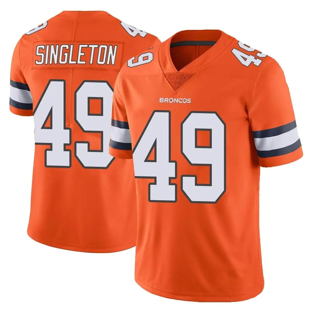 D.Broncos #49 Alex Singleton Player Orange Vapor Untouchable Limited Home Game Cooneas Stitched Jerseys