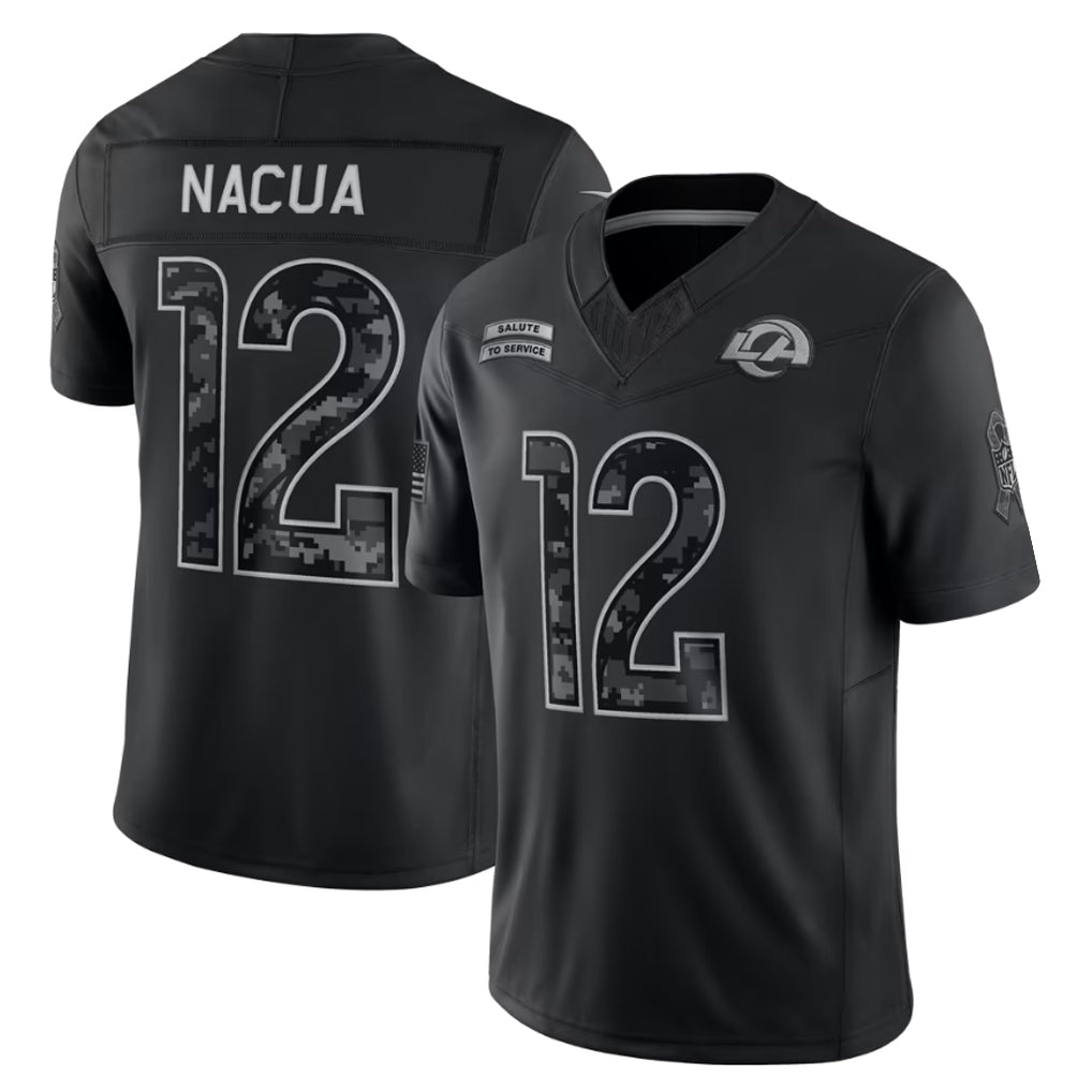 Cooneas LA.Rams #12 Puka Nacua Player Black Limited 2026 Salute to Service Home Game Stitched Jerseys
