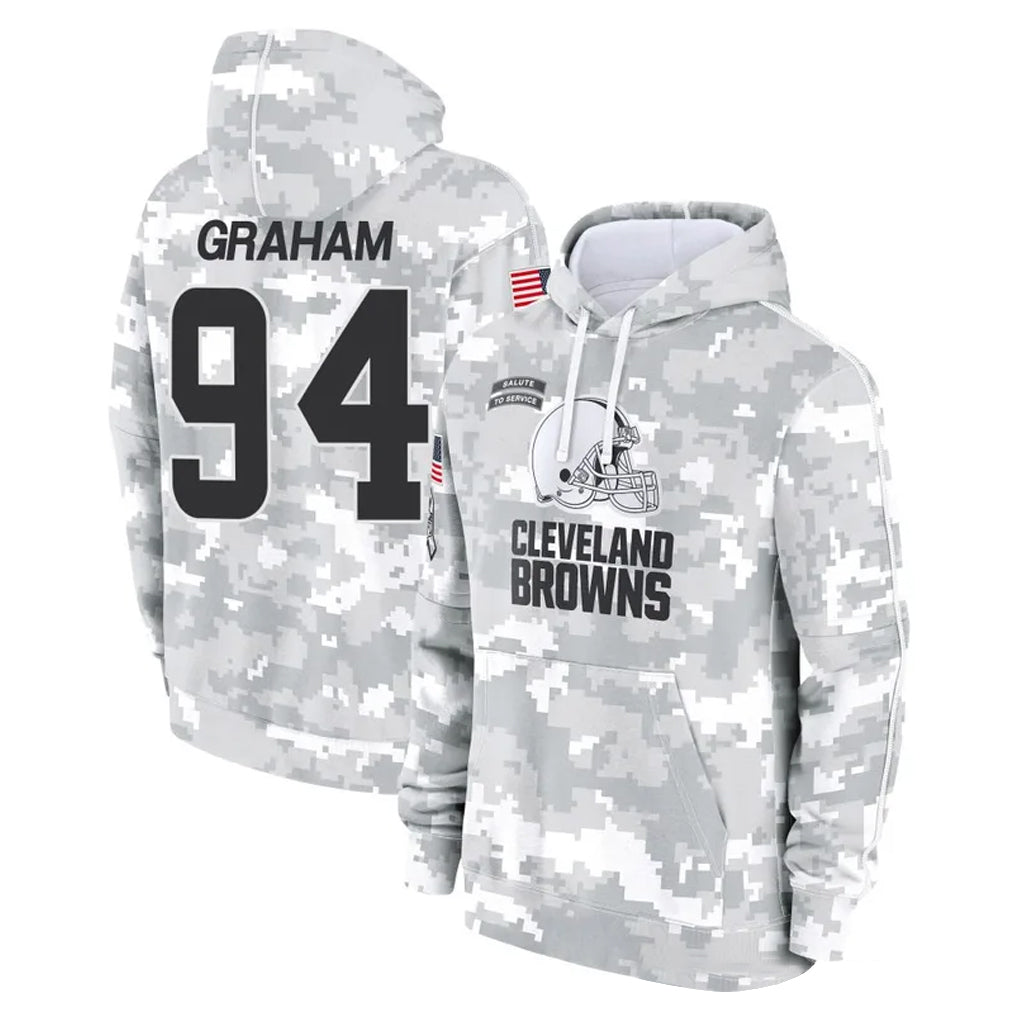 C.Browns #94 Mason Graham Player Arctic Camo Salute to Service Hoodies Limited Game Cooneas Stitched Jerseys