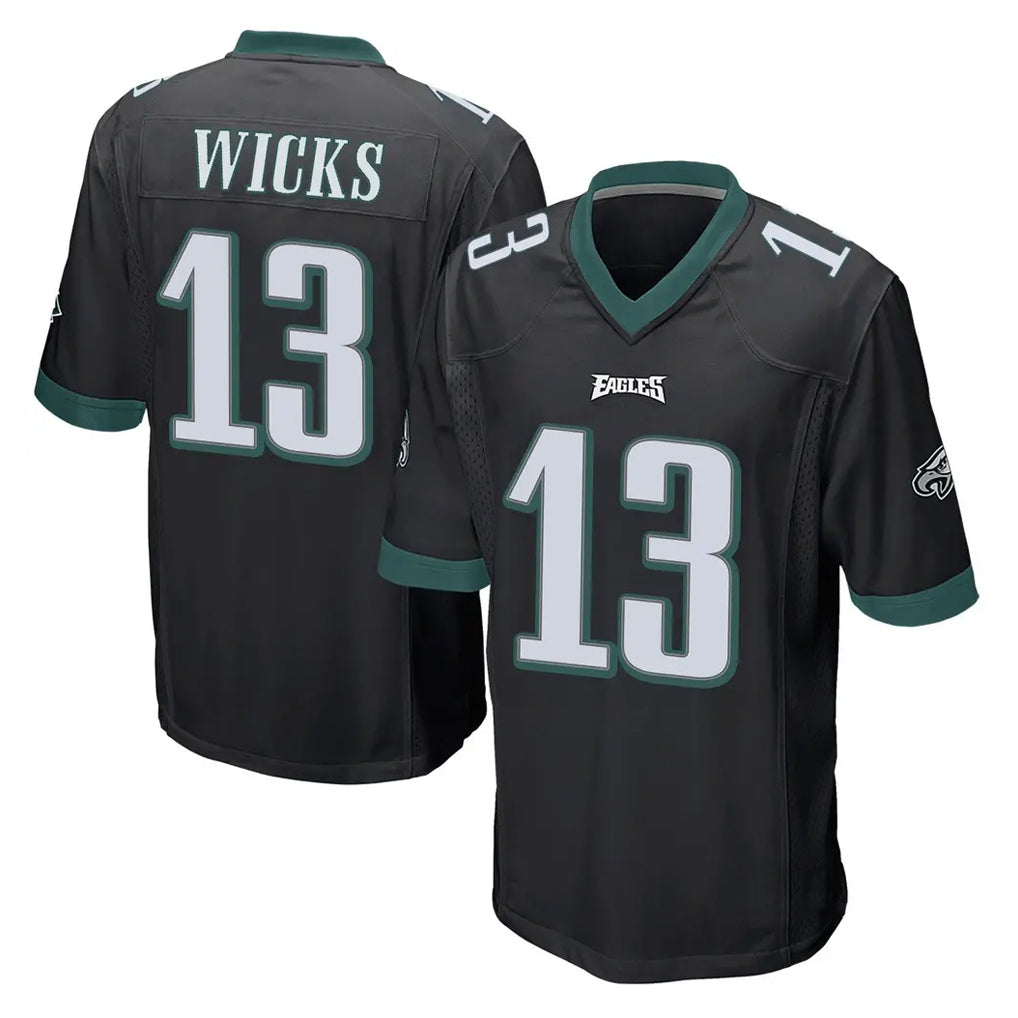 P.Eagles #13 Dontayvion Wicks Player Black Home Game Cooneas Stitched Jerseys