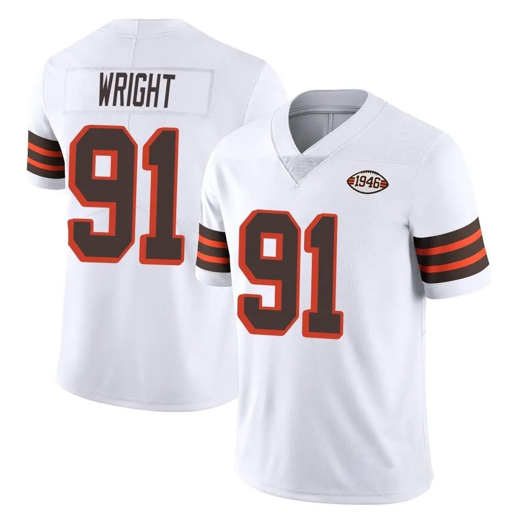 C.Browns #91 Alex Wright Player White Limited  Vapor 1946 Collection Alternate Game Cooneas Stitched Jerseys