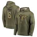 A.Falcons #6 Nick Folk Player Olive Salute to Service Hoodies Cooneas Stitched Jerseys