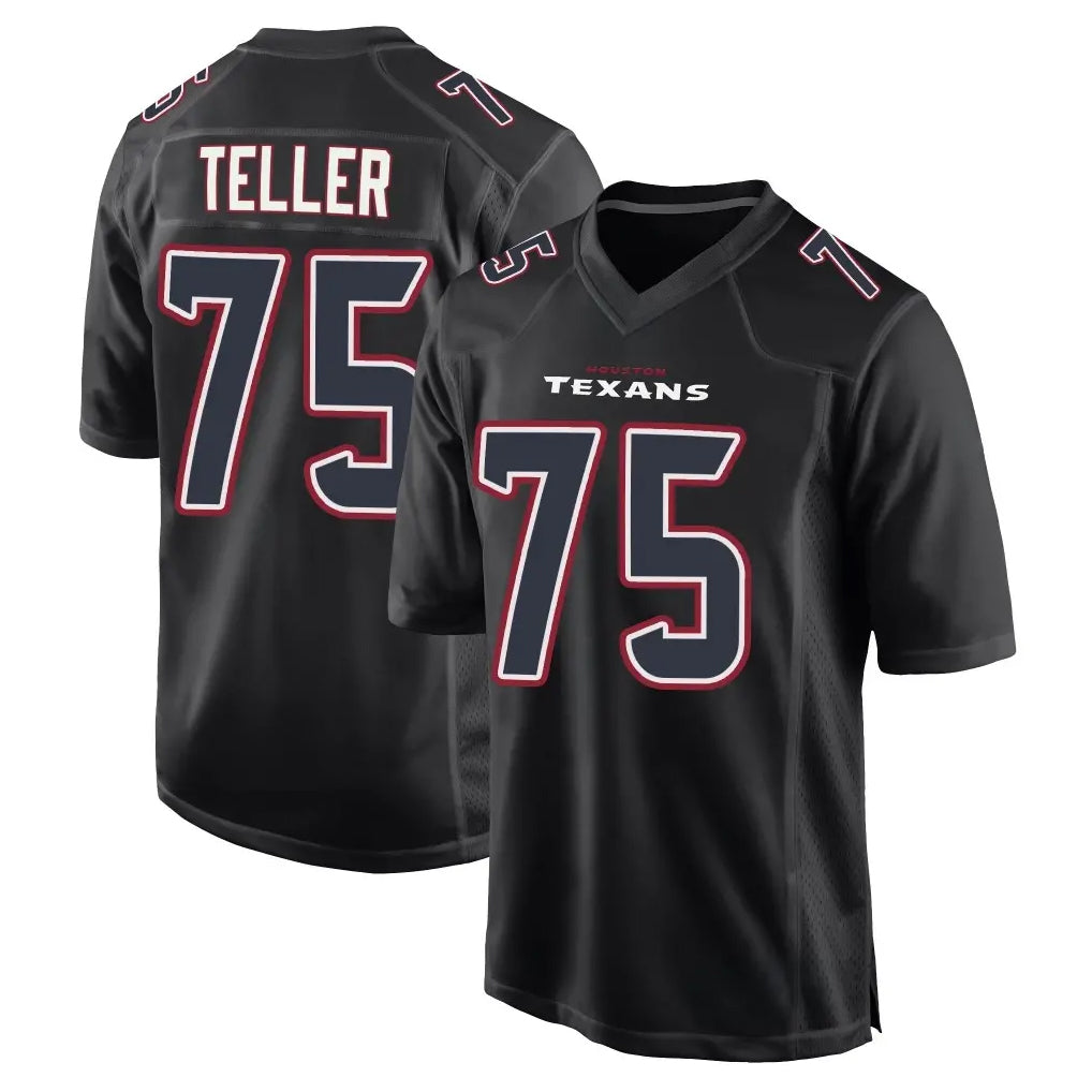 H.Texans #75 Wyatt Teller Player Black Fashion Home Game Cooneas Stitched Jerseys
