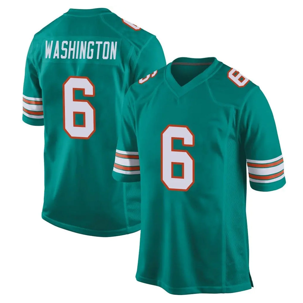 M.Dolphins #6 Malik Washington Player Aqua Alternate Home Game Cooneas Stitched Jerseys