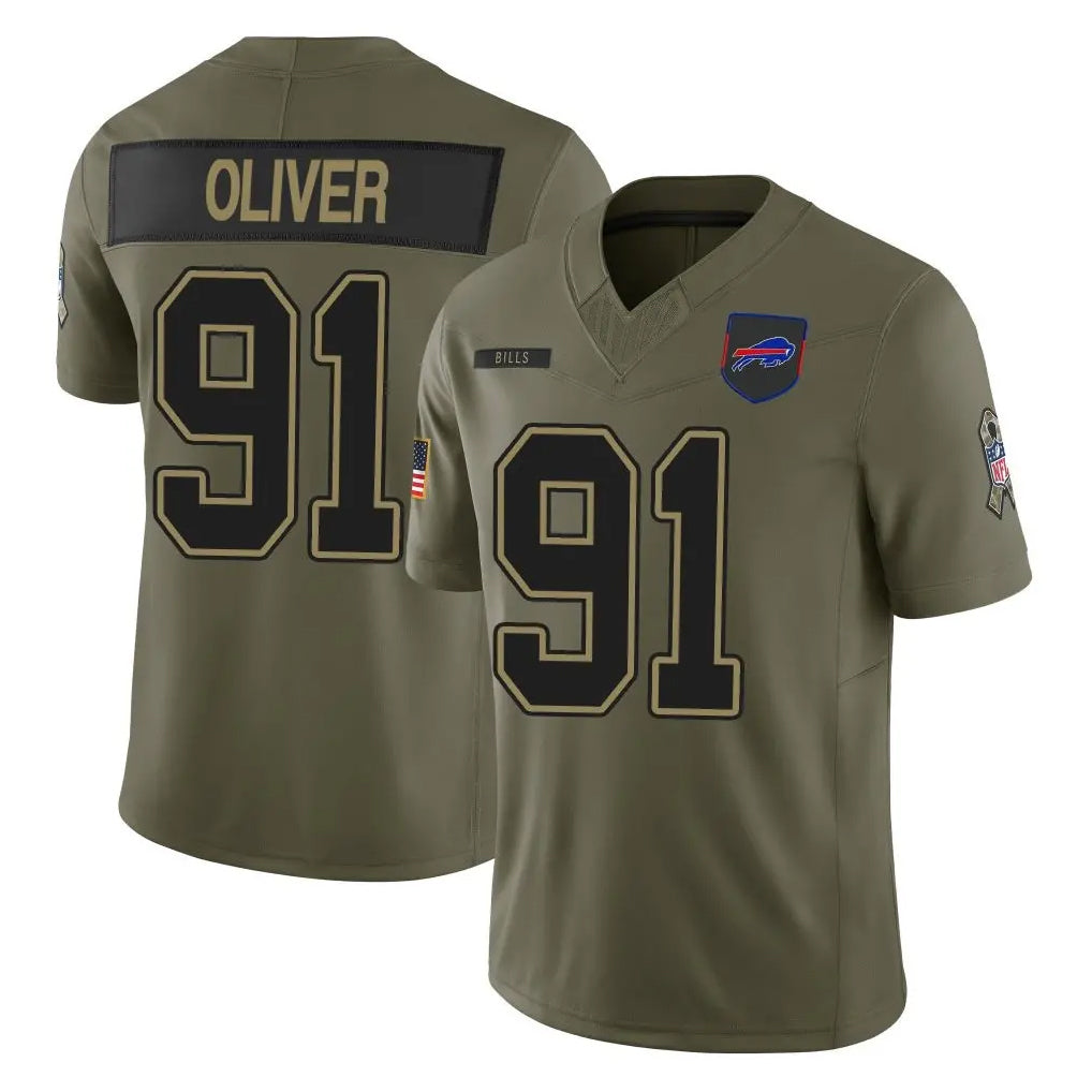 B.Bills #91 Ed Oliver Player Olive Salute To Service Limited Game Cooneas Stitched Jerseys