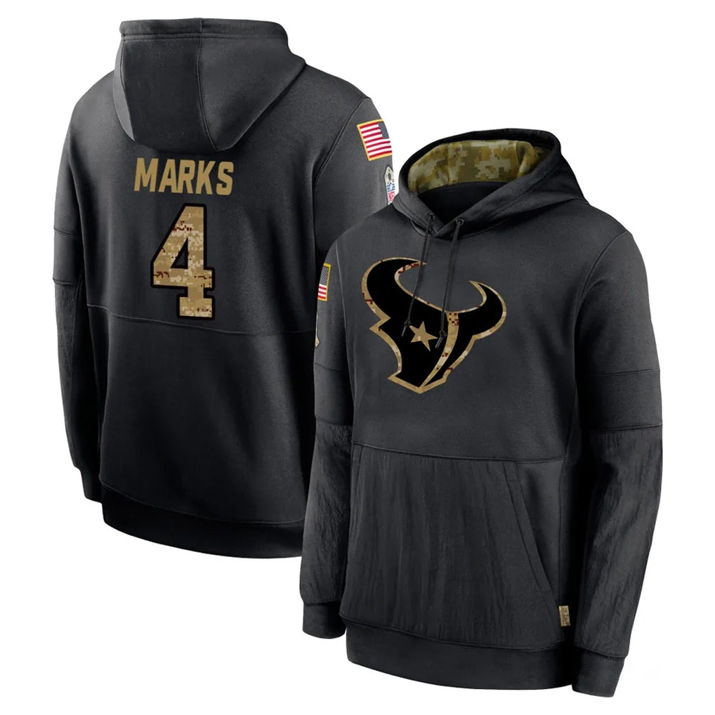 H.Texans #4 Woody Marks Player Black Salute to Service Hoodies Limited Game Cooneas Stitched Jerseys