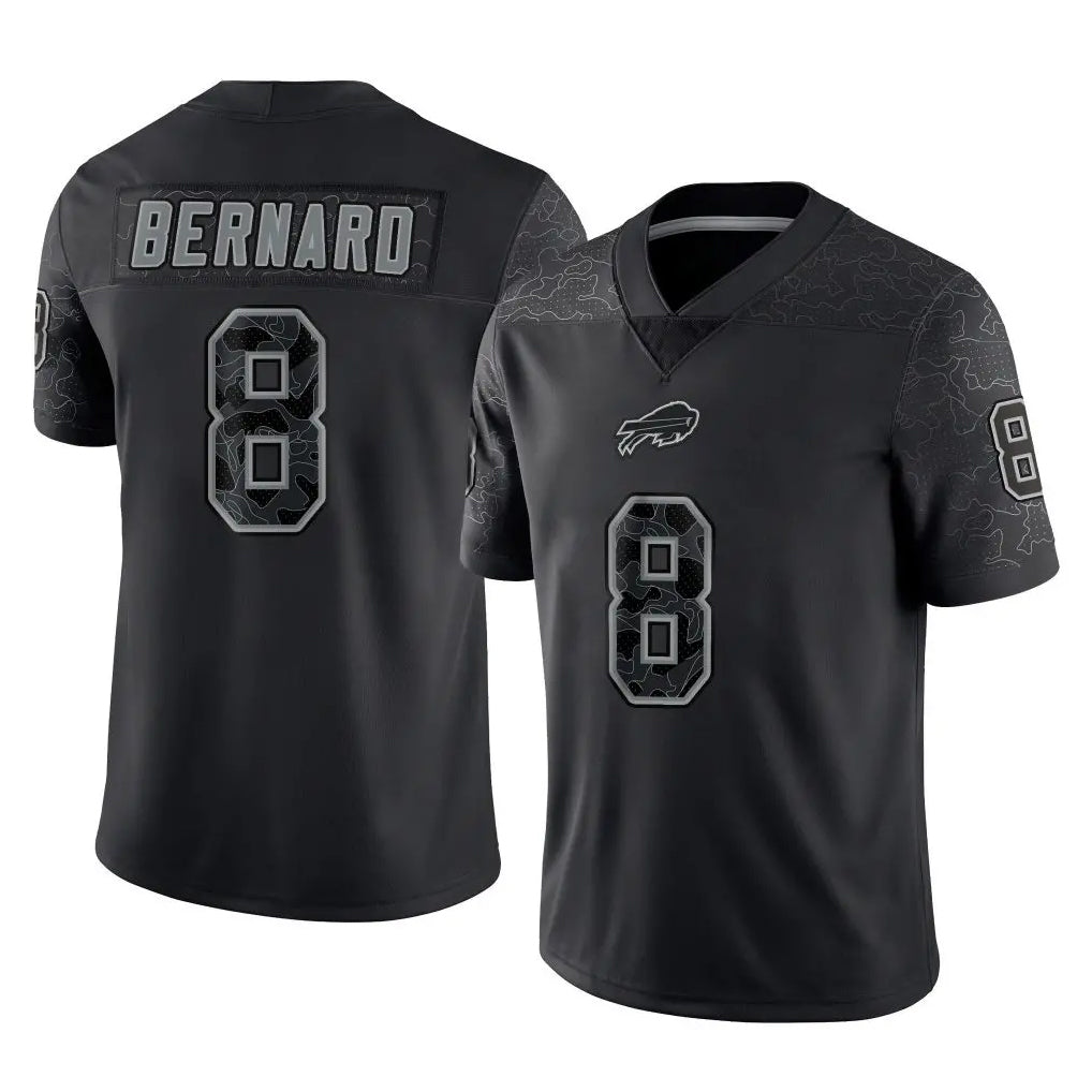 B.Bills #8 Terrel Bernard Player Black RFLCTV Limited Cooneas Stitched Jerseys