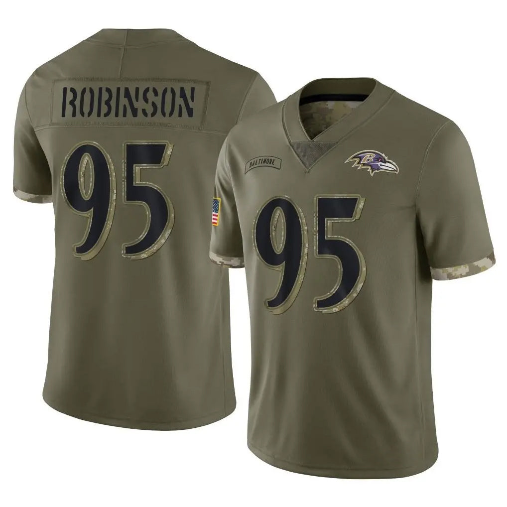 B.Ravens #95 Tavius Robinson Player Olive Salute To Service Cooneas Stitched Jerseys