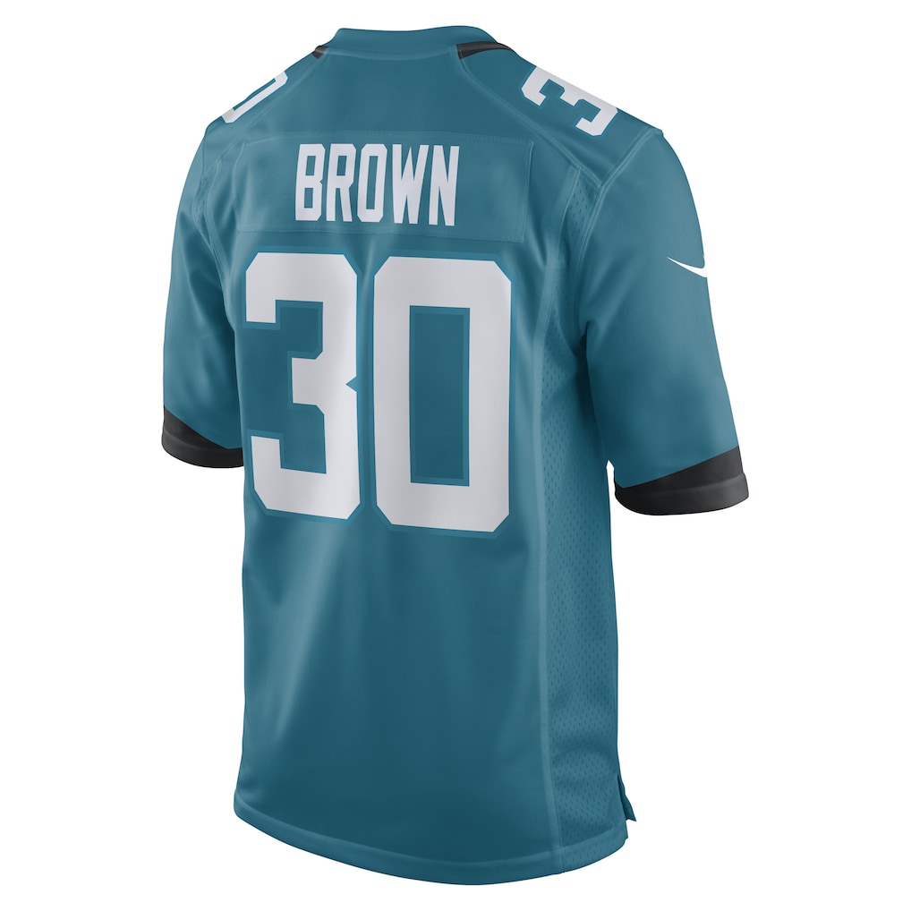 Cooneas J.Jaguars #30 Montaric Brown Teal Game Player Jersey