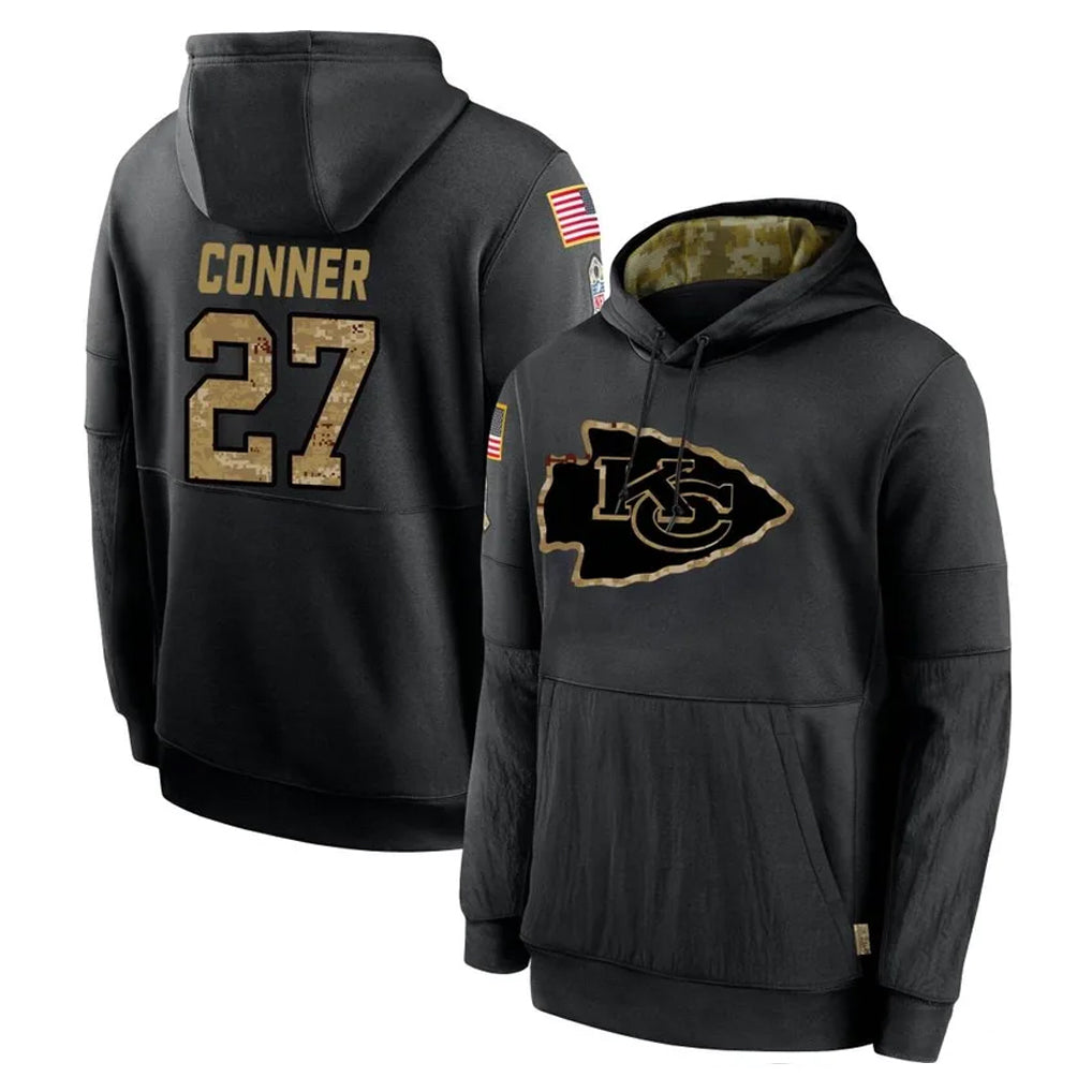 KC.Chiefs #27 Chamarri Conner Player Black Salute to Service Hoodies Limited Game Stitched Jerseys