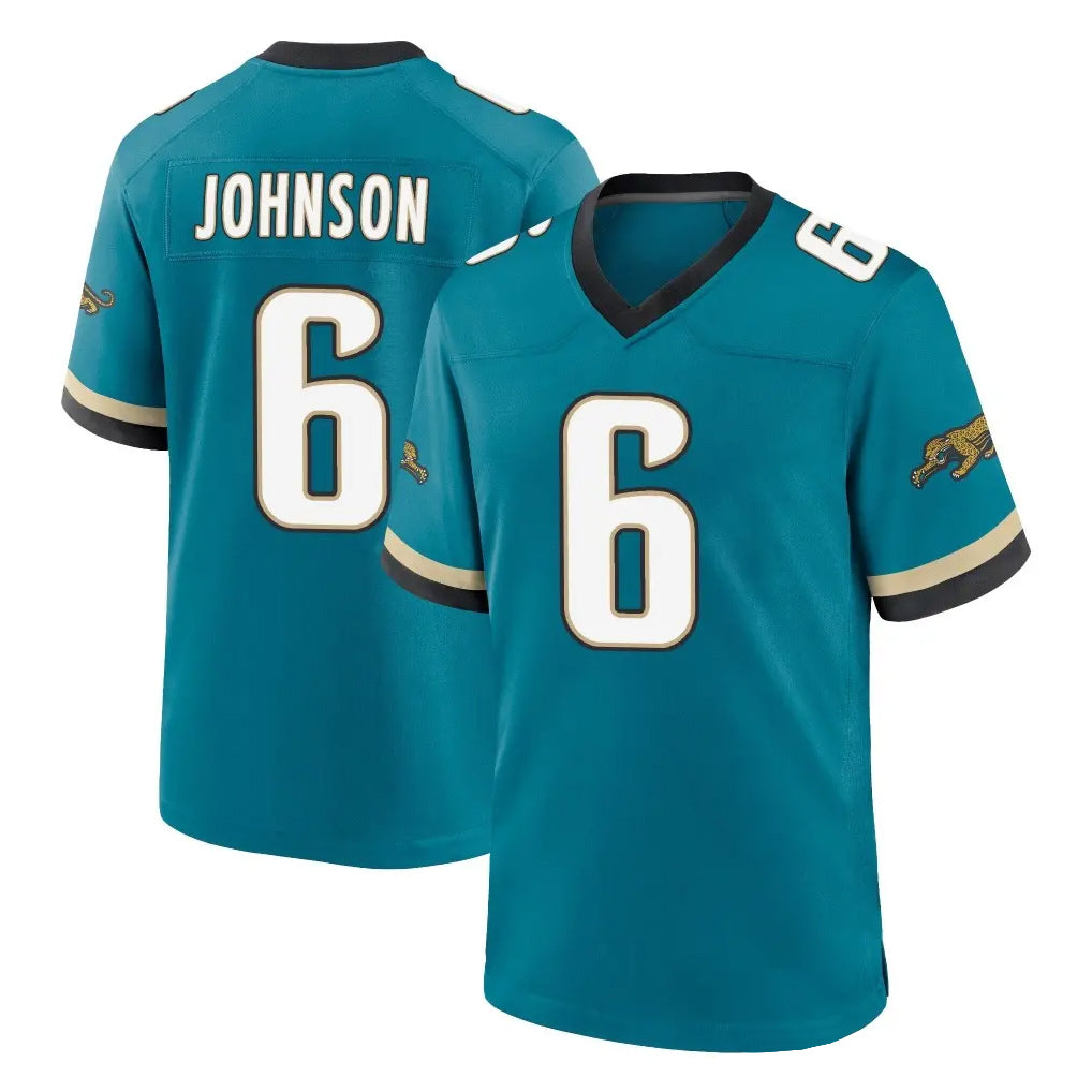 J.Jaguars #6 Antonio Johnson Player Teal Prowler Throwback Limited Home Game Cooneas Stitched Jerseys
