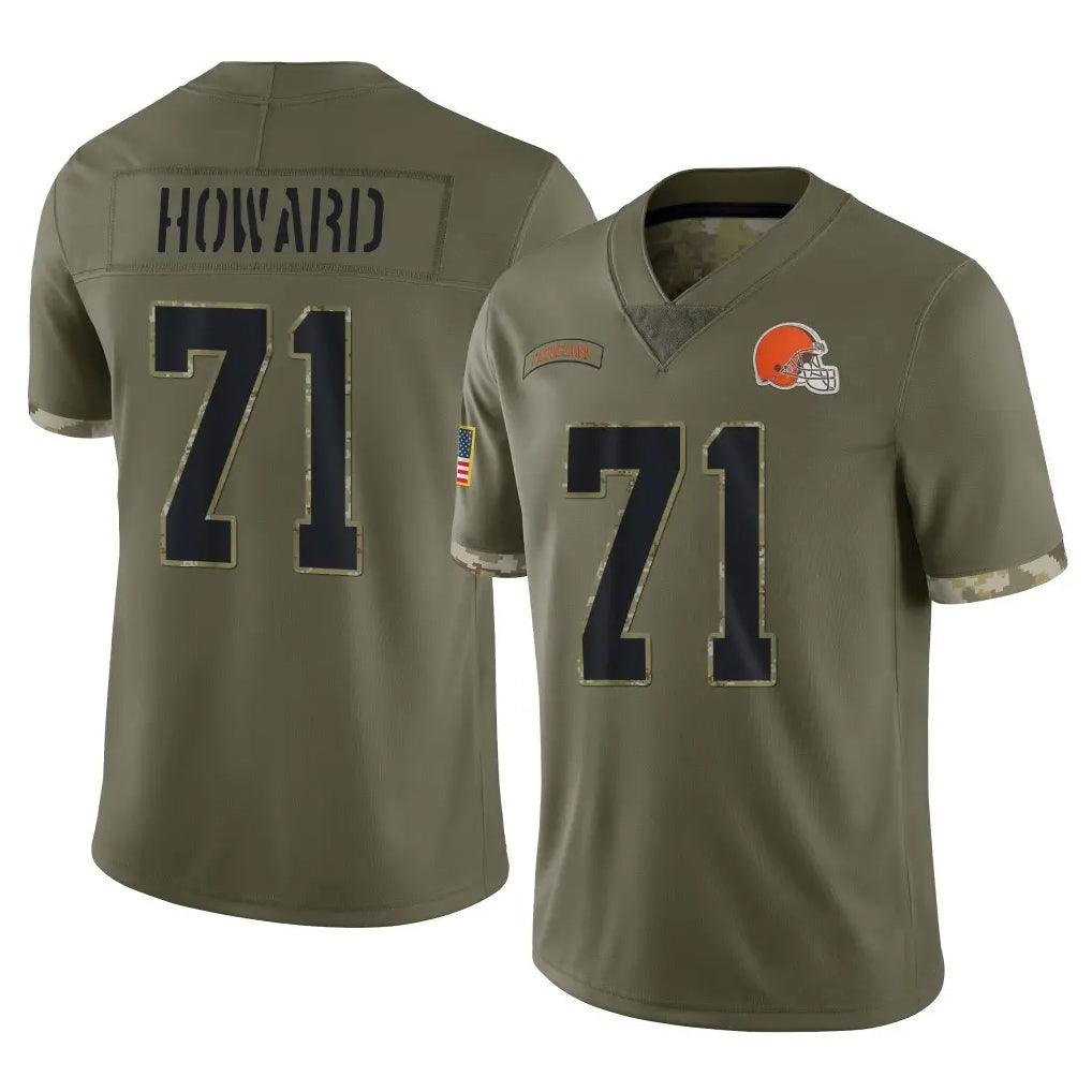C.Browns #71 Tytus Howard Player Olive Salute to Service Limited Game Cooneas Stitched Jerseys