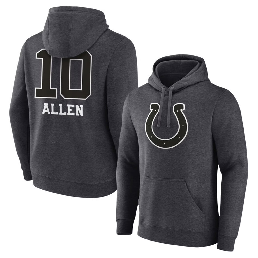 IN.Colts #10 Keenan Allen Player Charcoal Pullover Hoodies Limited Game Cooneas Stitched Jerseys