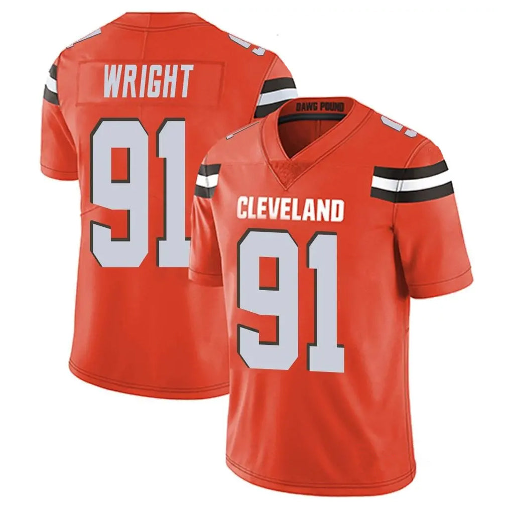 C.Browns #91 Alex Wright Player Orange Alternate Vapor Untouchable Limited Home Game Cooneas Stitched Jerseys