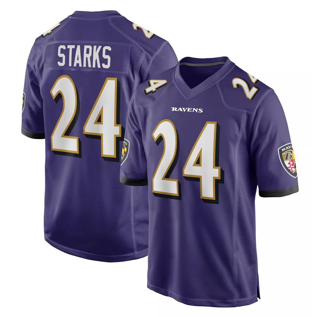 B.Ravens #24 Malaki Starks Player Purple Home Game Cooneas Stitched Jerseys
