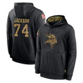 MN.Vikings #74 Donovan Jackson Player Black Salute to Service Hoodies Limited Game Cooneas Stitched Jerseys