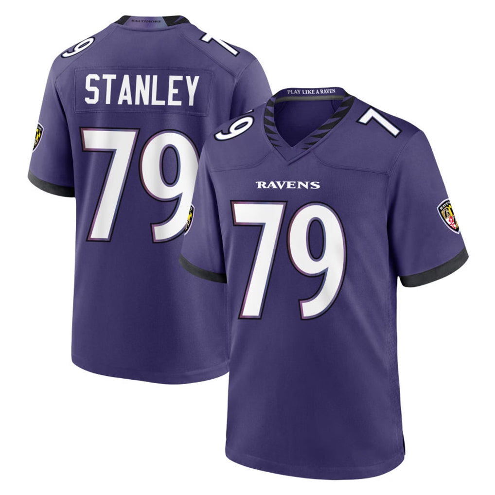B.Ravens #79 Ronnie Stanley Player Purple Home Game Cooneas Stitched Jerseys
