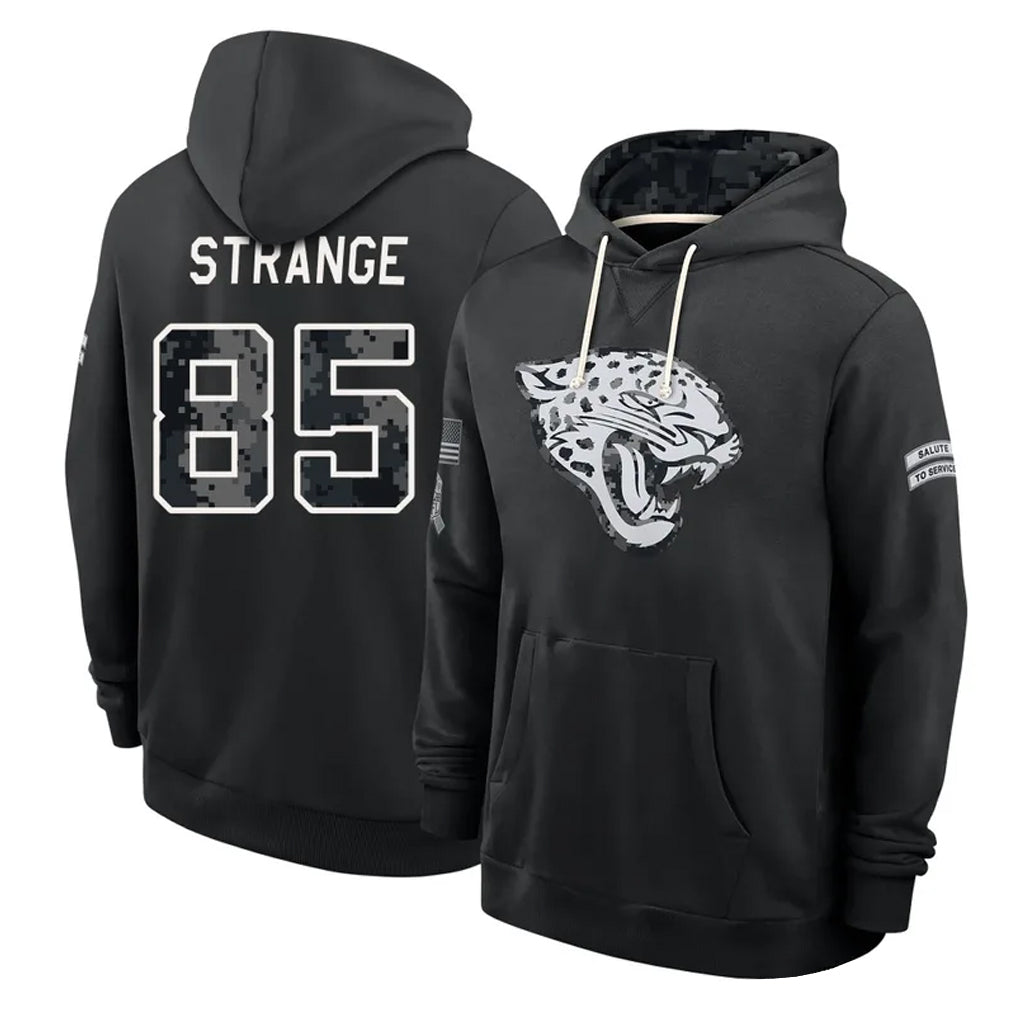 J.Jaguars #85 Brenton Strange Player 2026 Black Logo Pullover Hoodies Limited Game Cooneas Stitched Jerseys
