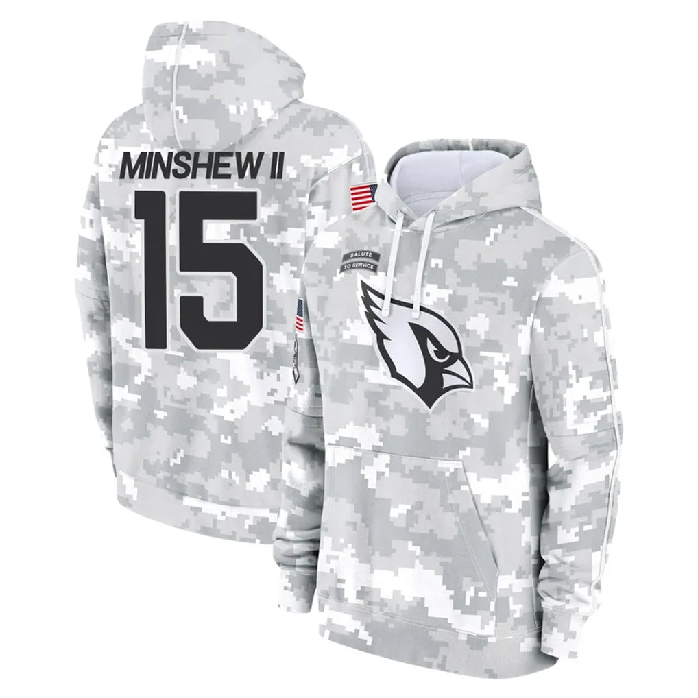 A.Cardinals #15 Gardner Minshew II Player Arctic Camo Limited Salute to Service Pullover Hoodies Game Cooneas Stitched Jerseys