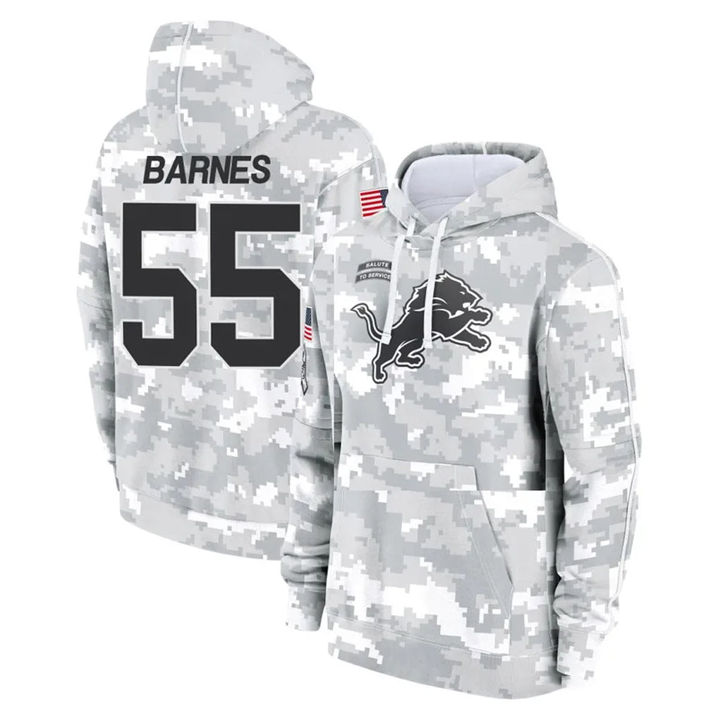 D.Lions #55 Derrick Barnes Player Arctic Camo Salute to Service Hoodies Limited Game Cooneas Stitched Jerseys