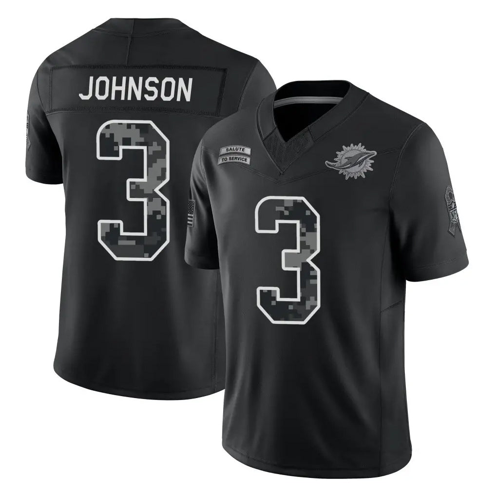 M.Dolphins #3 Chris Johnson Player Black Limited 2026 Salute to Service Home Game Cooneas Stitched Jerseys